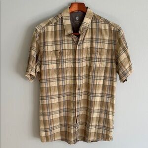 Kuhl Men's Tan Skorpio Linen Blend Button Down Shirt 7277T Size Large